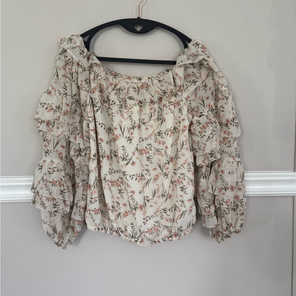 Elegant Floral Off-Shoulder Blouse